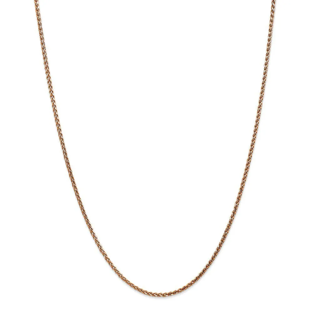 0.65mm 14k Yellow Gold Diamond Cut Spiga Chain Necklace