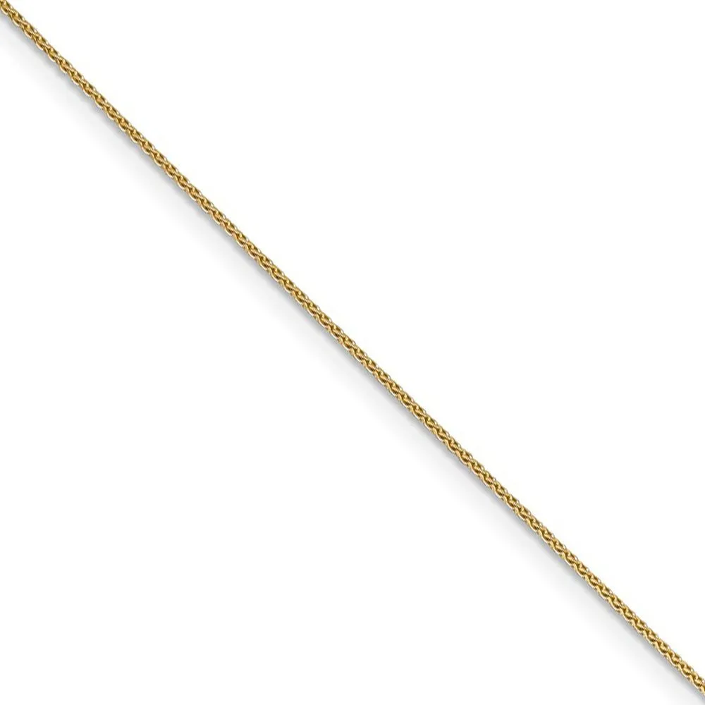 0.65mm 14k Yellow Gold Diamond Cut Spiga Chain Necklace