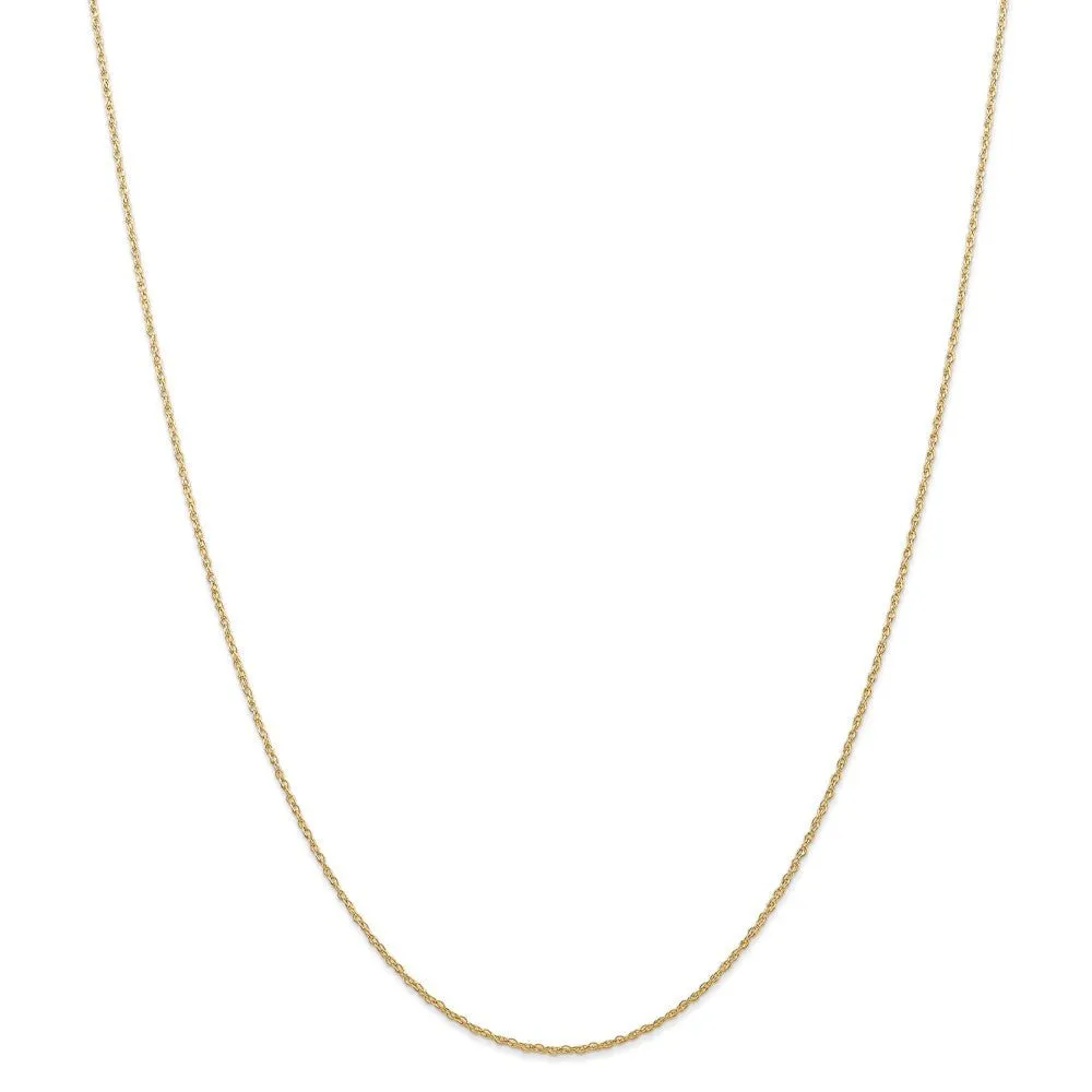 0.7mm, 14k Yellow Gold, Cable Rope Chain Necklace