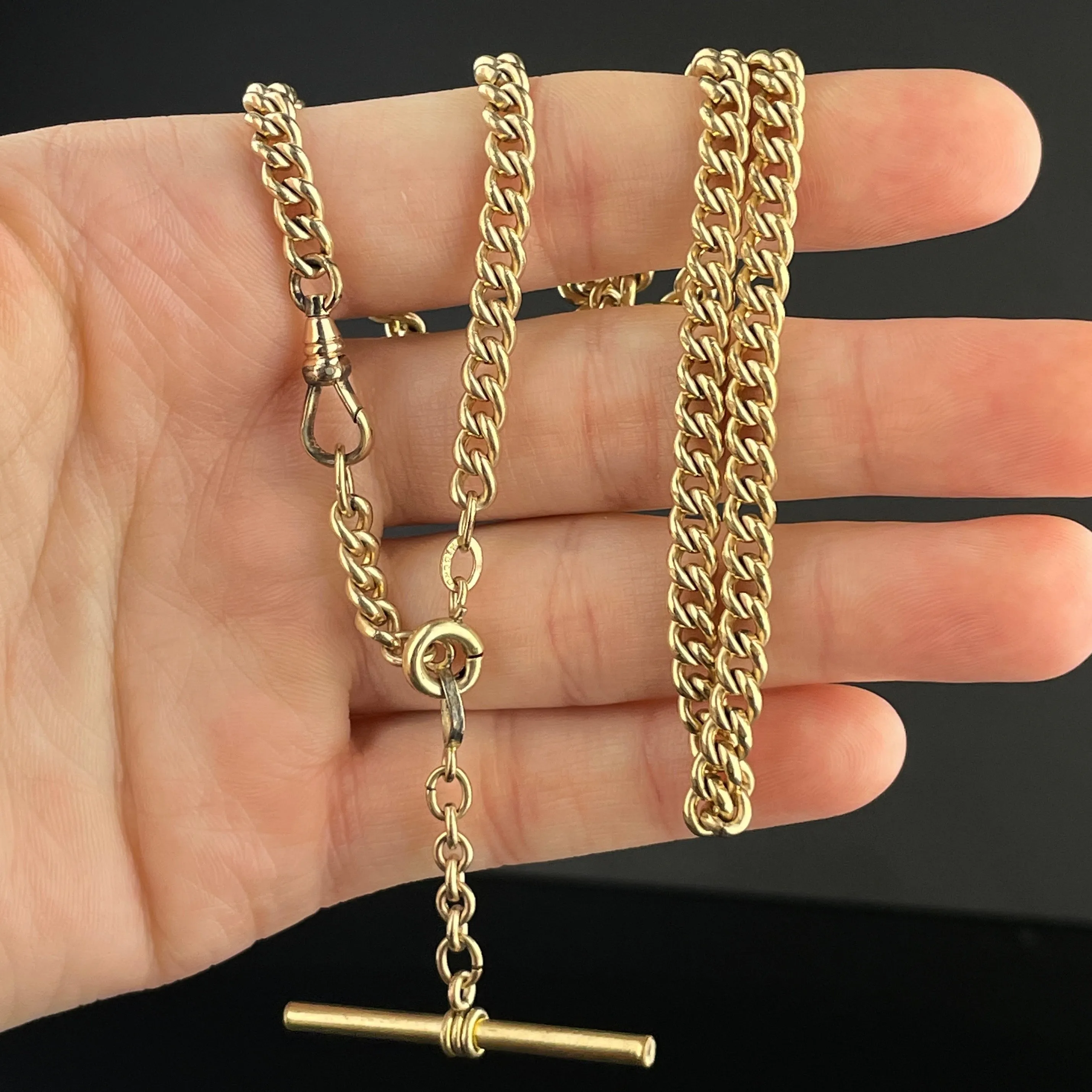 12K Rolled Gold Double Albert Pocket Watch Chain Necklace