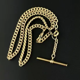 12K Rolled Gold Double Albert Pocket Watch Chain Necklace