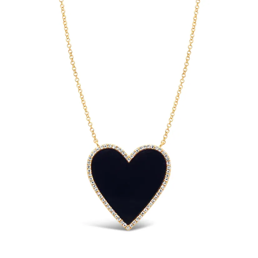 14k Black Onyx Heart  Necklace