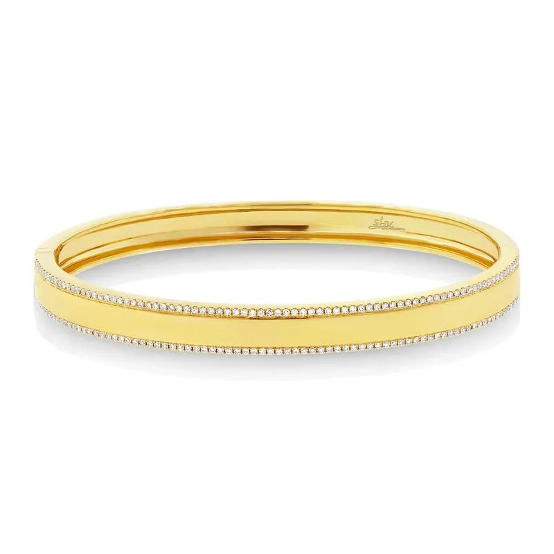 14k Gold Diamond ID Bangle