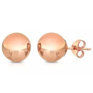 14K Solid Rose Gold Ball Stud Earrings