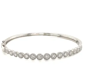 14k White Gold Bezel Diamond Cluster Bangle