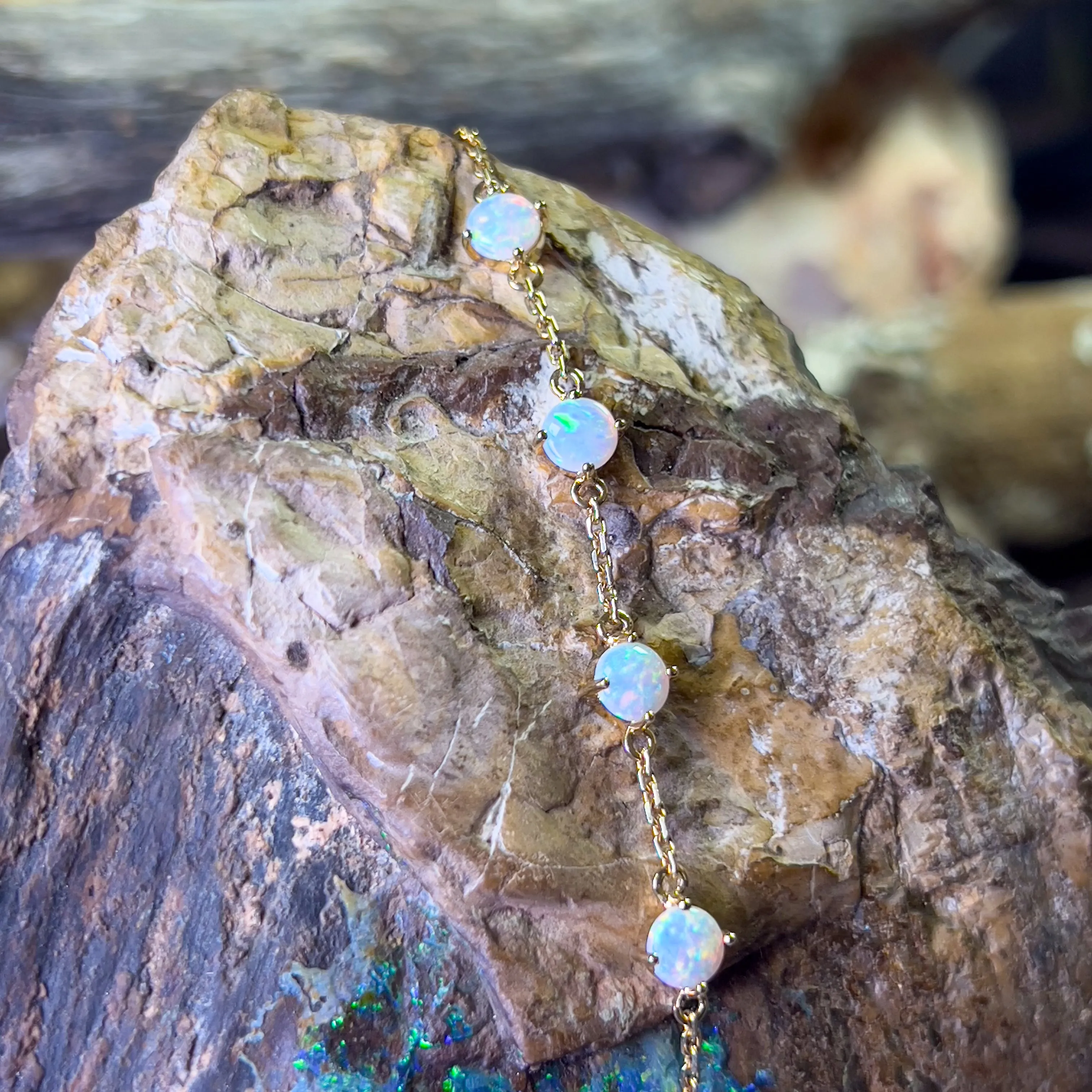 14kt Yellow gold Crystal Opal spacer bracelet