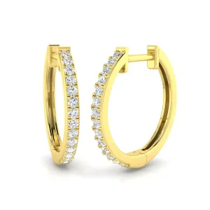 18ct Yellow Gold 0.22ct Diamond Hoop Earrings