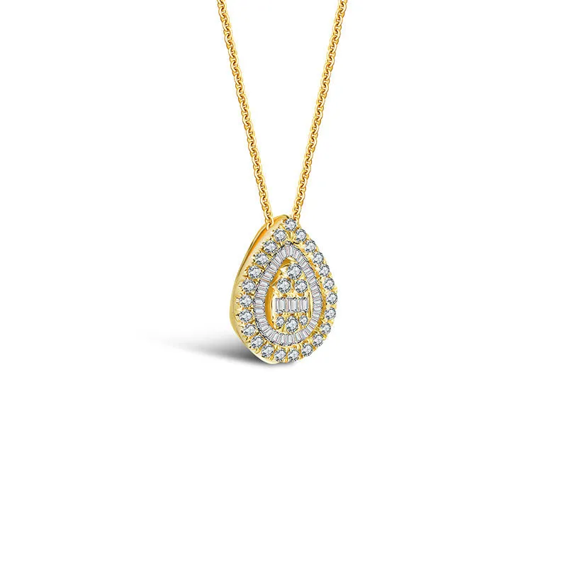 18k Gold 2 ways Drop Shape Diamond Necklace