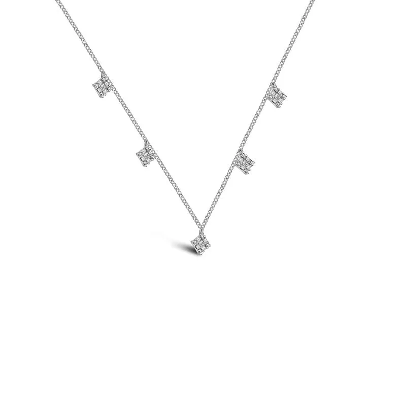 18k Gold Rhombus Shape Diamond Necklace / Choker