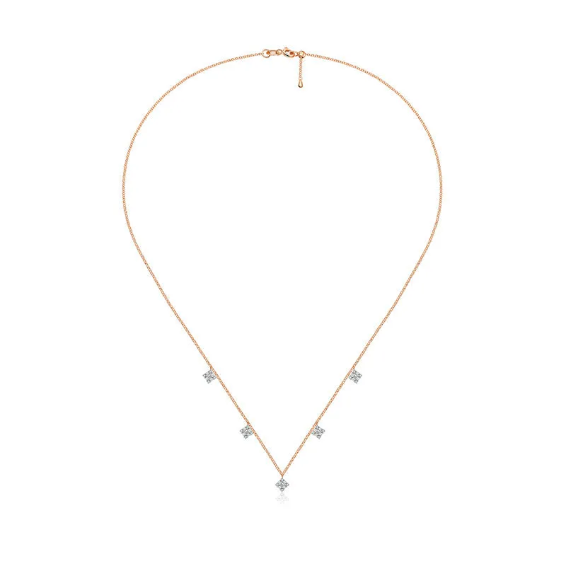 18k Gold Rhombus Shape Diamond Necklace / Choker