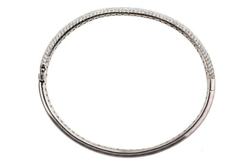 18k White Gold Diamond Pave Bangle Bracelet