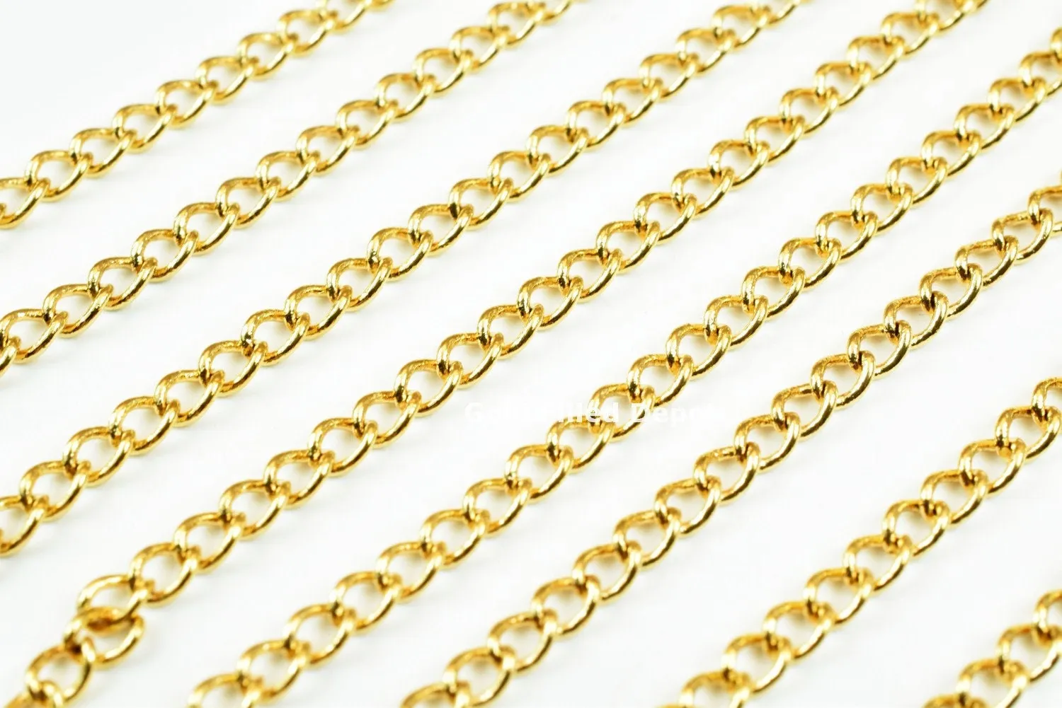 3 Foots 18K Gold Filled Look, Chain Cable Link Chain Width 3mm Thickness 1mm Gold-Filled finding for Gold Filled Look, Jewelry Making