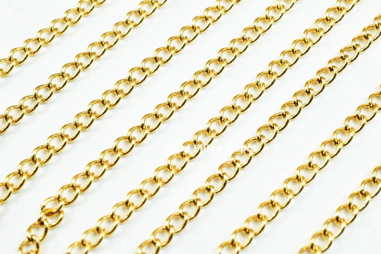 3 Foots 18K Gold Filled Look, Chain Cable Link Chain Width 3mm Thickness 1mm Gold-Filled finding for Gold Filled Look, Jewelry Making