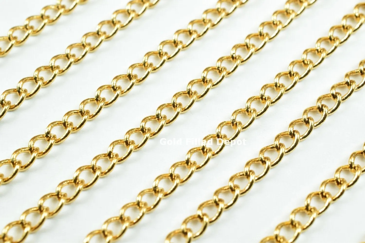 3 Foots 18K Gold Filled Look, Chain Cable Link Chain Width 3mm Thickness 1mm Gold-Filled finding for Gold Filled Look, Jewelry Making