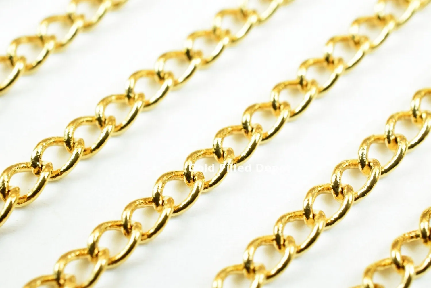 3 Foots 18K Gold Filled Look, Chain Cable Link Chain Width 3mm Thickness 1mm Gold-Filled finding for Gold Filled Look, Jewelry Making