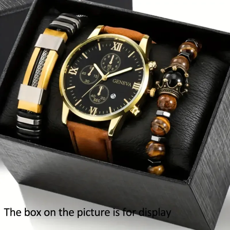 3-Piece Set: Men's Casual Analog Watches