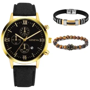 3-Piece Set: Men's Casual Analog Watches