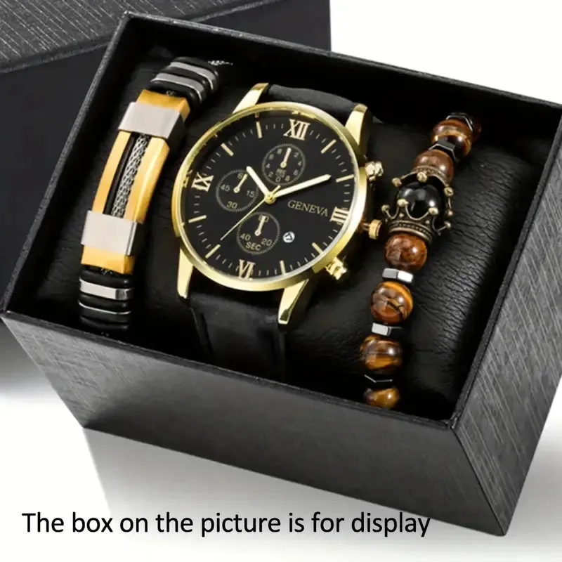 3-Piece Set: Men's Casual Analog Watches