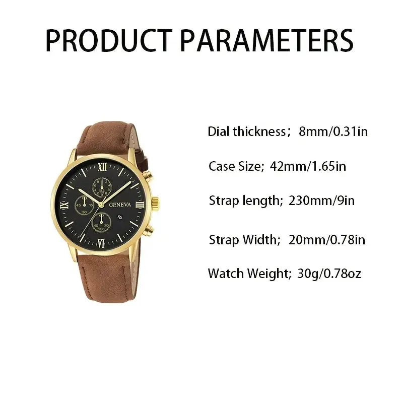 3-Piece Set: Men's Casual Analog Watches