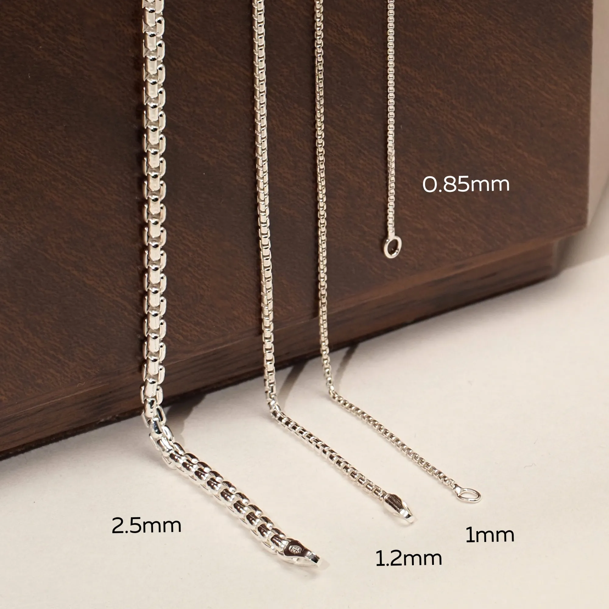 925 Sterling Silver Necklace (1mm / 1.2mm / 1.8mm)