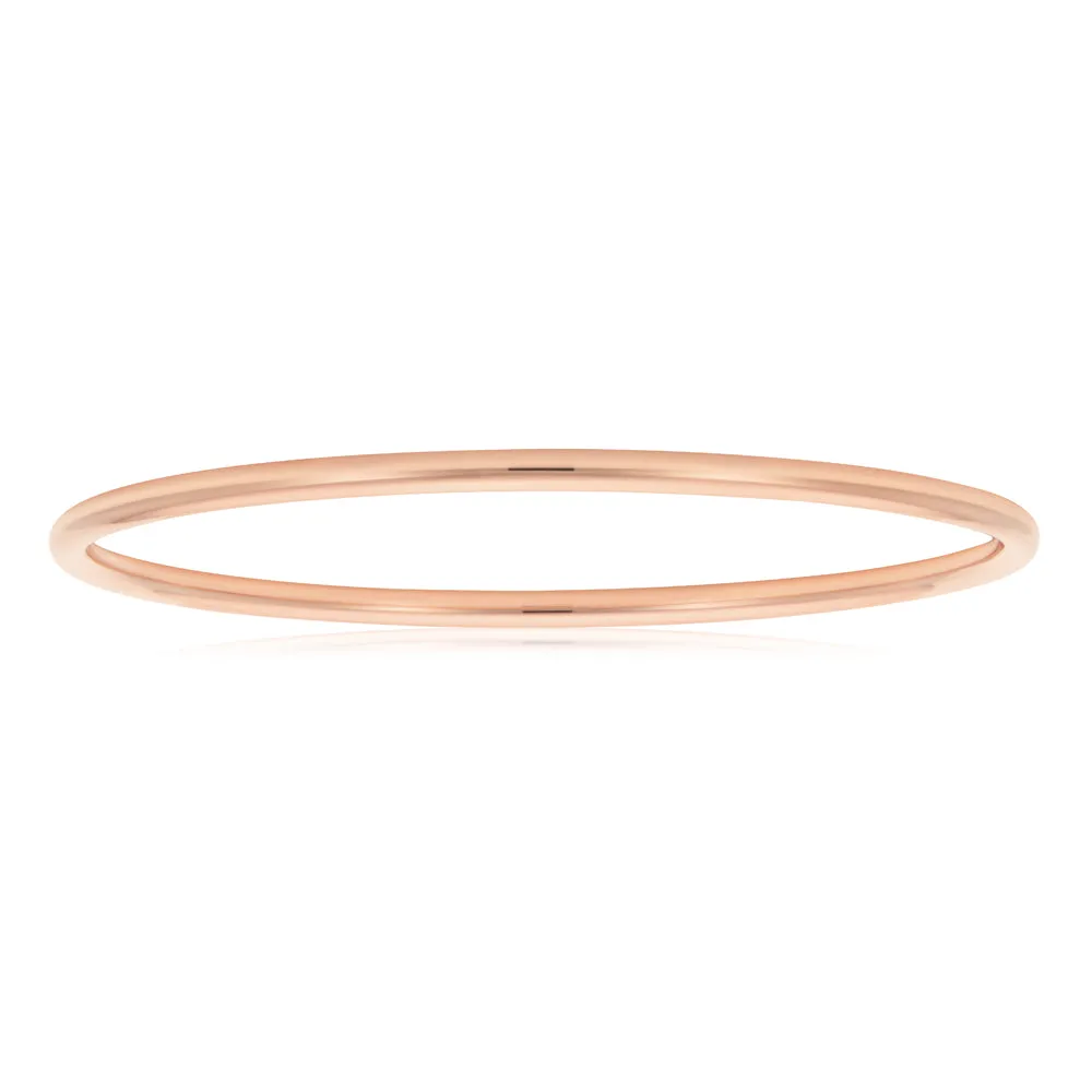 9ct 4mm x 65mm Rose Gold Silver Filled Plain Golf Bangle