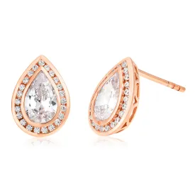 9ct Rose Gold Cubic Zirconia Stud Earrings