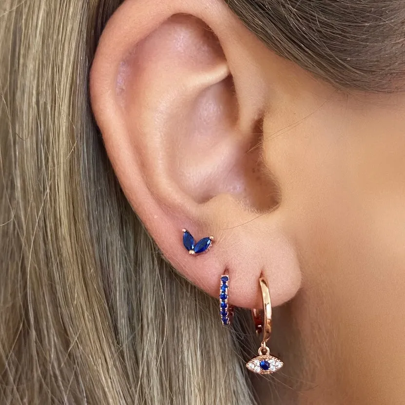 Aker Sapphire Rose Gold Stud Earrings