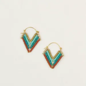 Altiplano - Chevron Bead Hoop Earrings - Turquoise/Grey