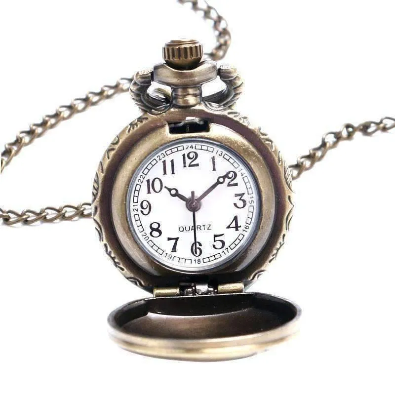 Andalusian Bronze Vintage Style Mini Pocket Watch Necklace