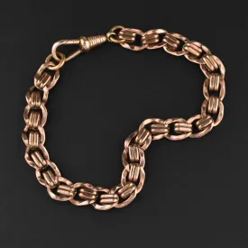 Antique Edwardian Rolled Rose Gold Watch Chain Bracelet