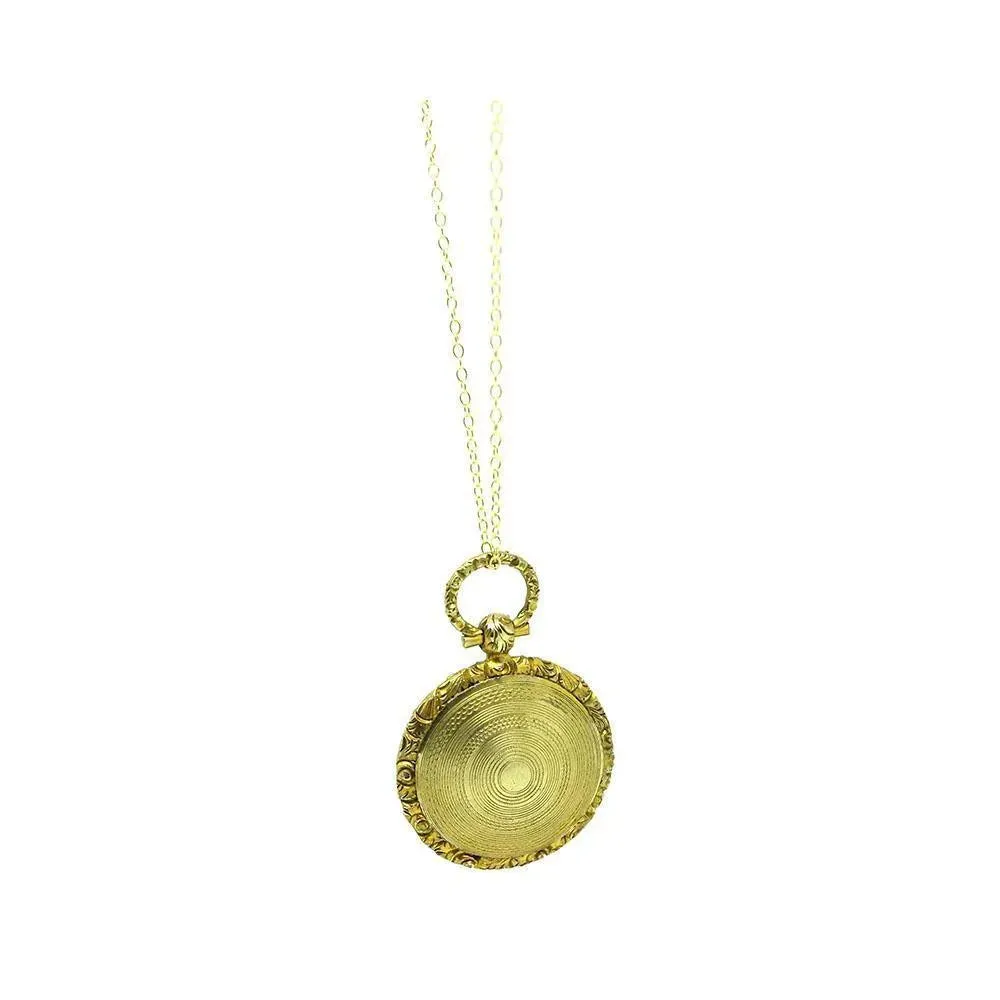 Antique Victorian Gilt Fob Locket Necklace