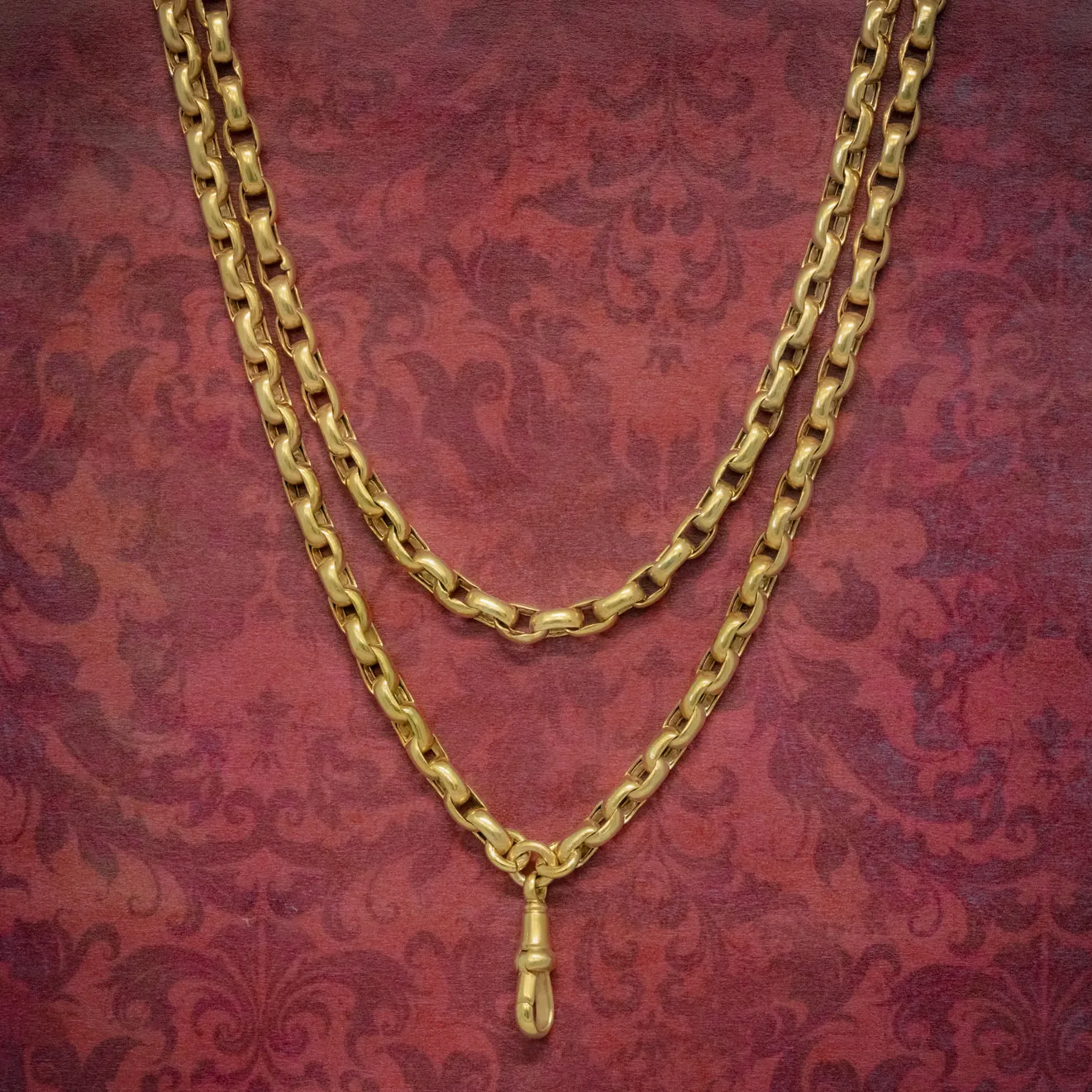 Antique Victorian Guard Chain 18Ct Gold On Silver Circa 1880