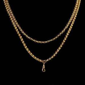 Antique Victorian Guard Chain 18Ct Gold Silver Necklace Circa 1900