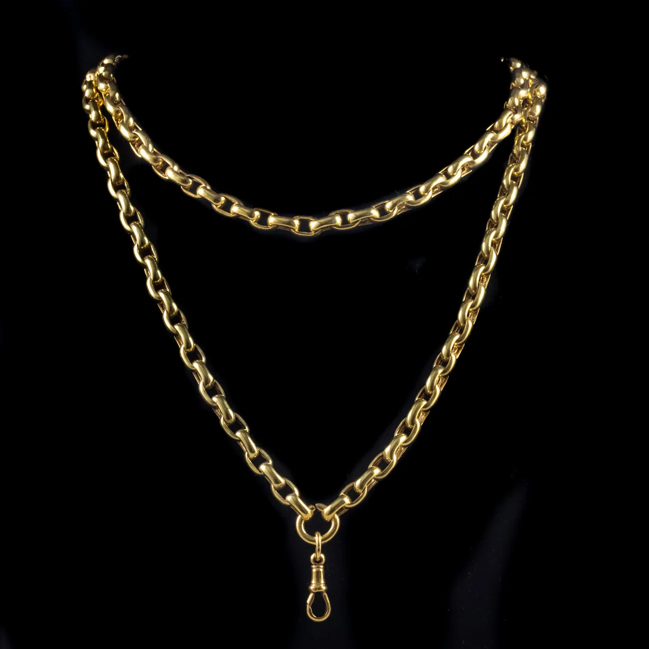 Antique Victorian Guard Chain Necklace 18Ct Gold Silver Circa 1900