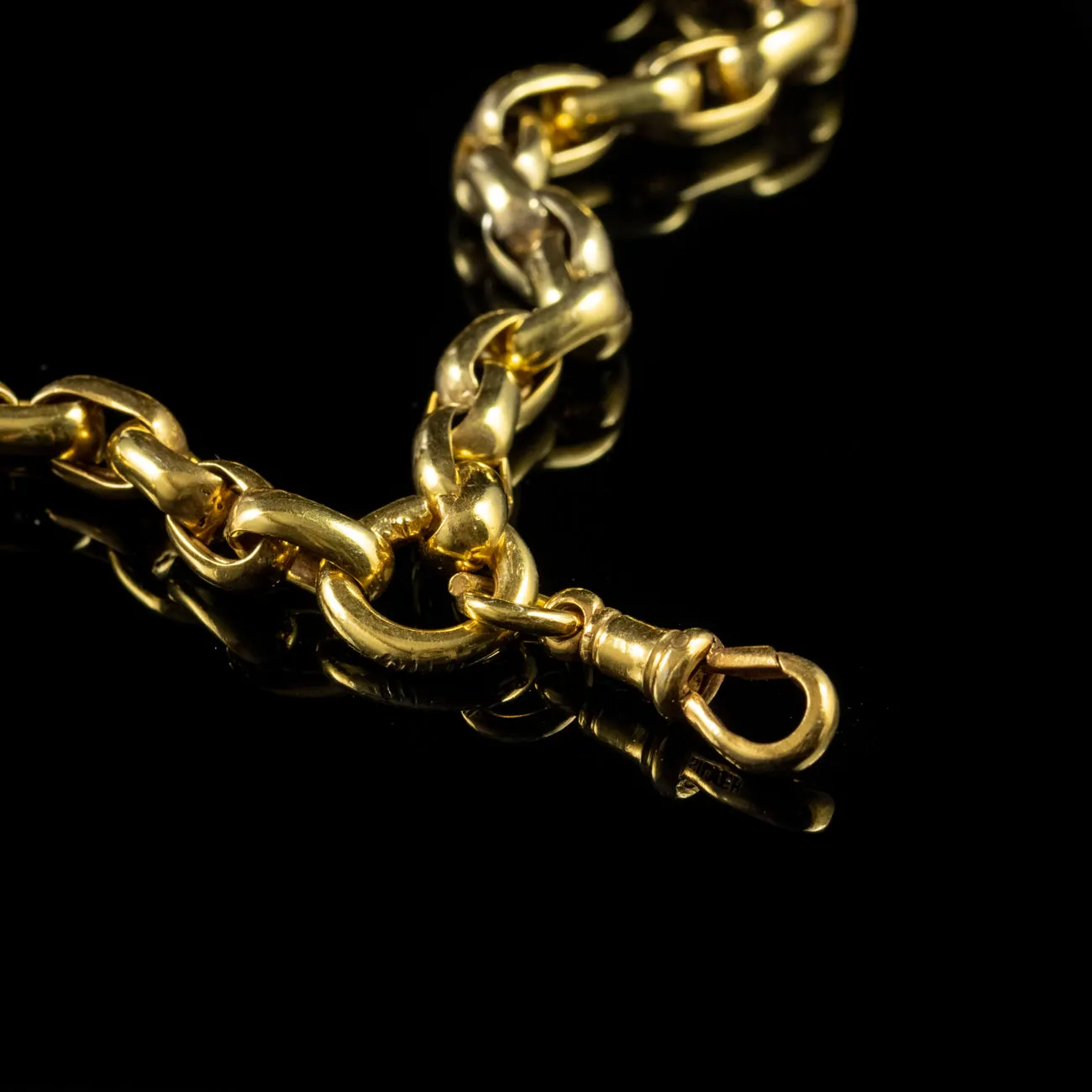 Antique Victorian Guard Chain Necklace 18Ct Gold Silver Circa 1900