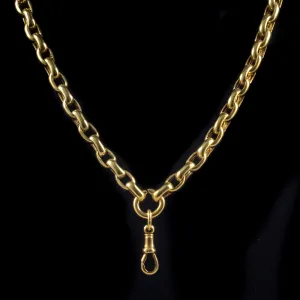 Antique Victorian Guard Chain Necklace 18Ct Gold Silver Circa 1900