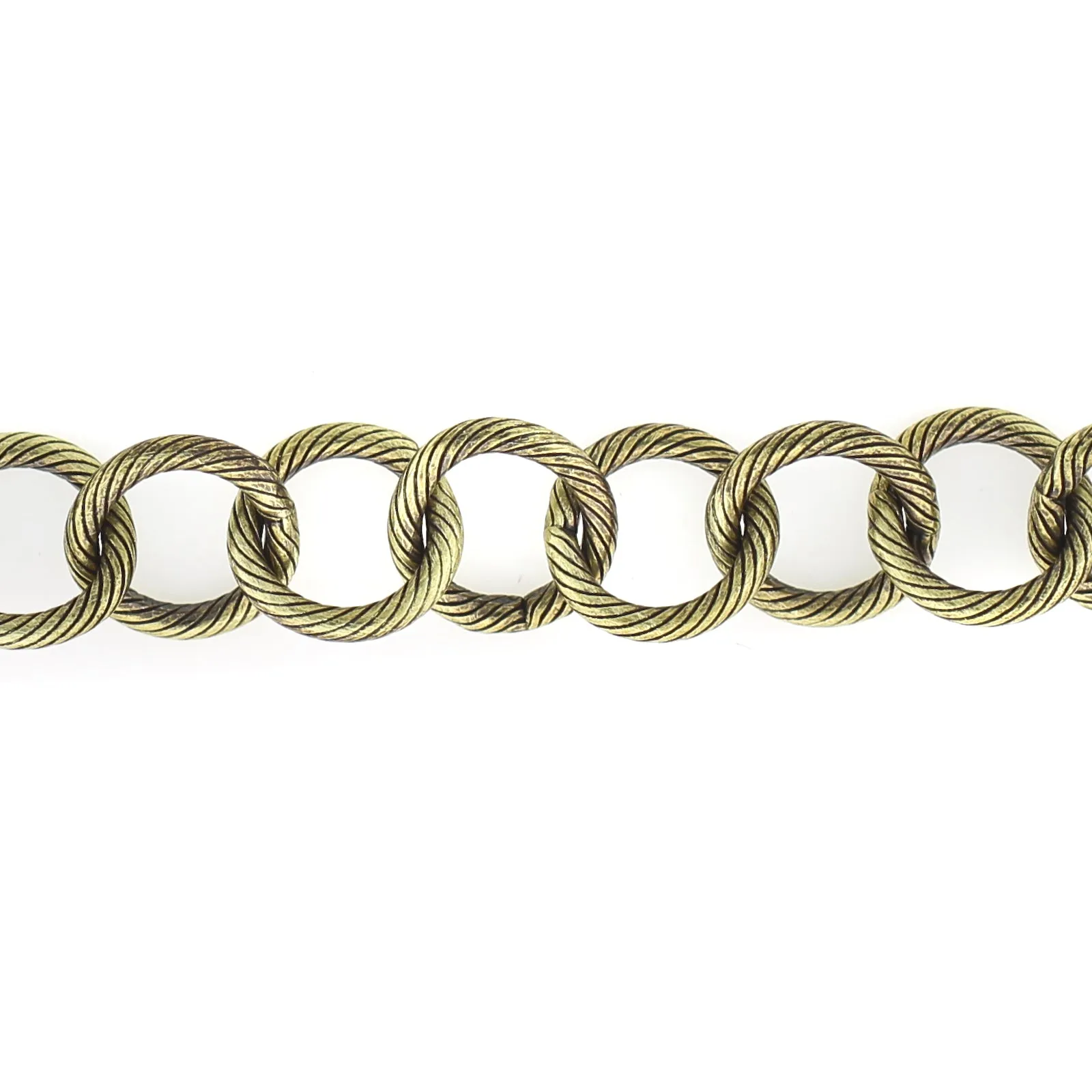 Antiqued Brass Twisted 10mm Round Link Chain