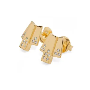 Art Deco Triple Layer Studs in Gold