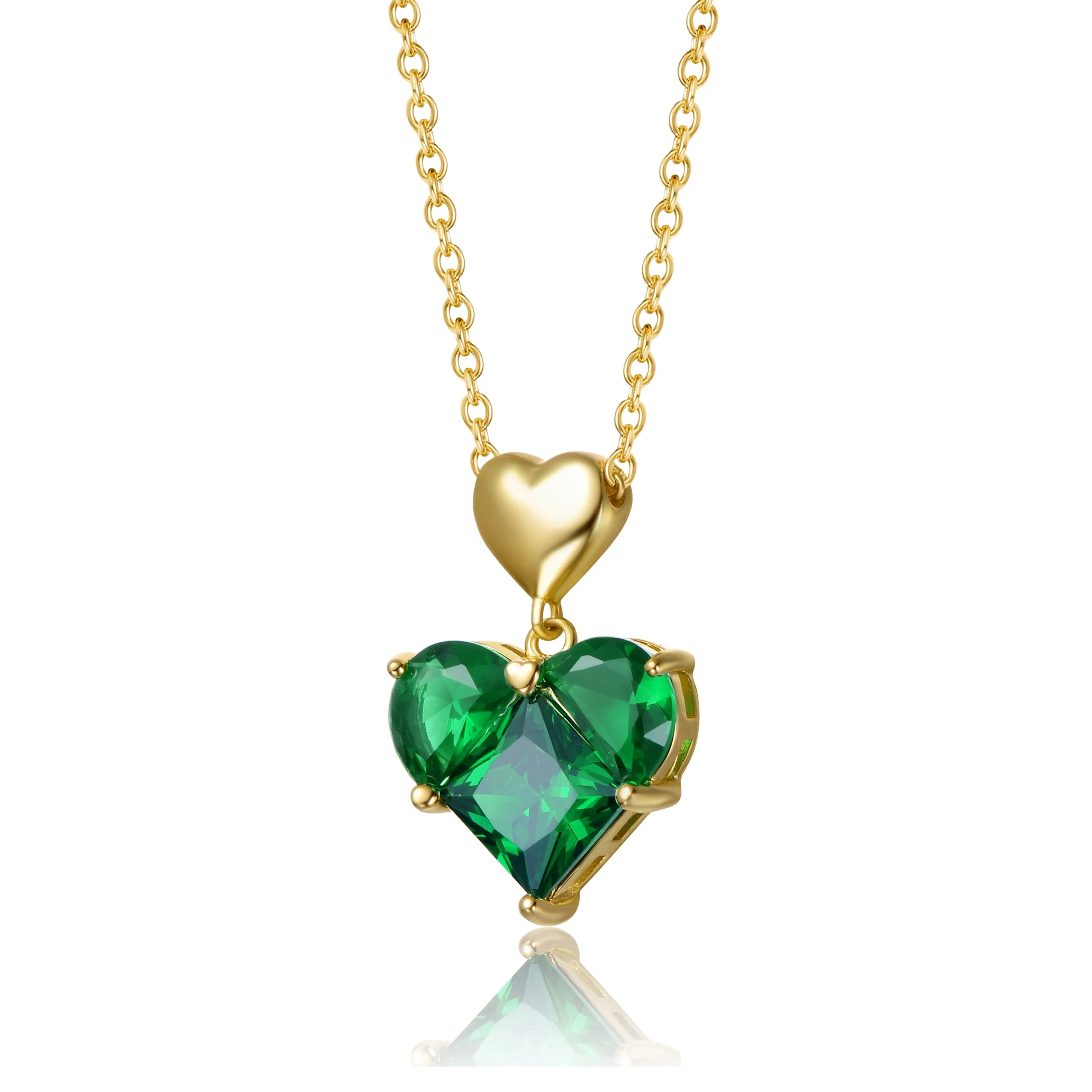 Aurore Green Double Heart Pendant Necklace