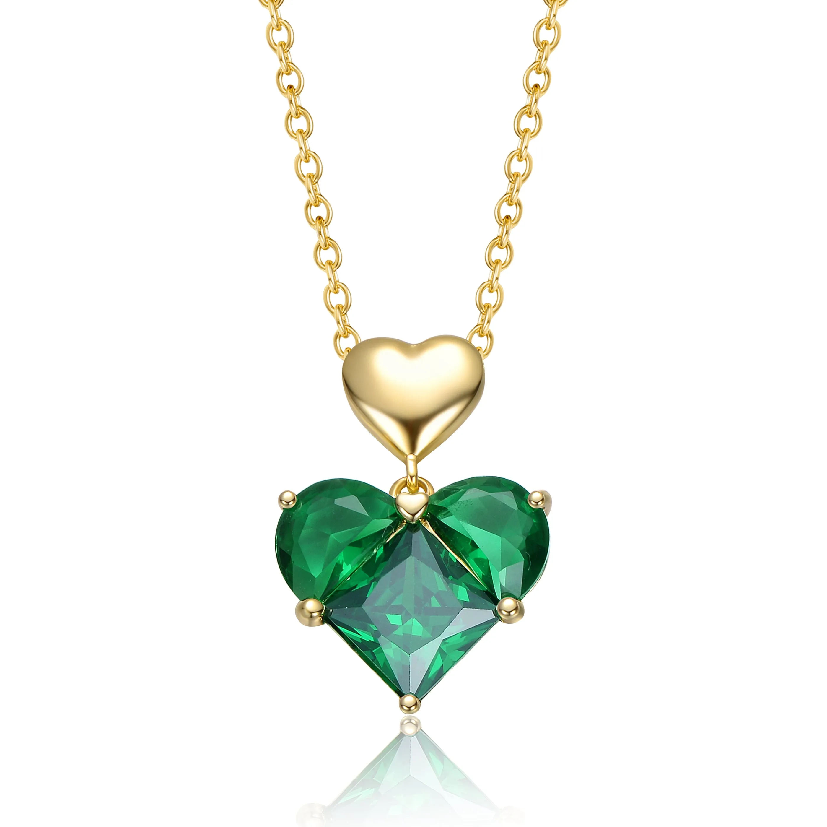 Aurore Green Double Heart Pendant Necklace