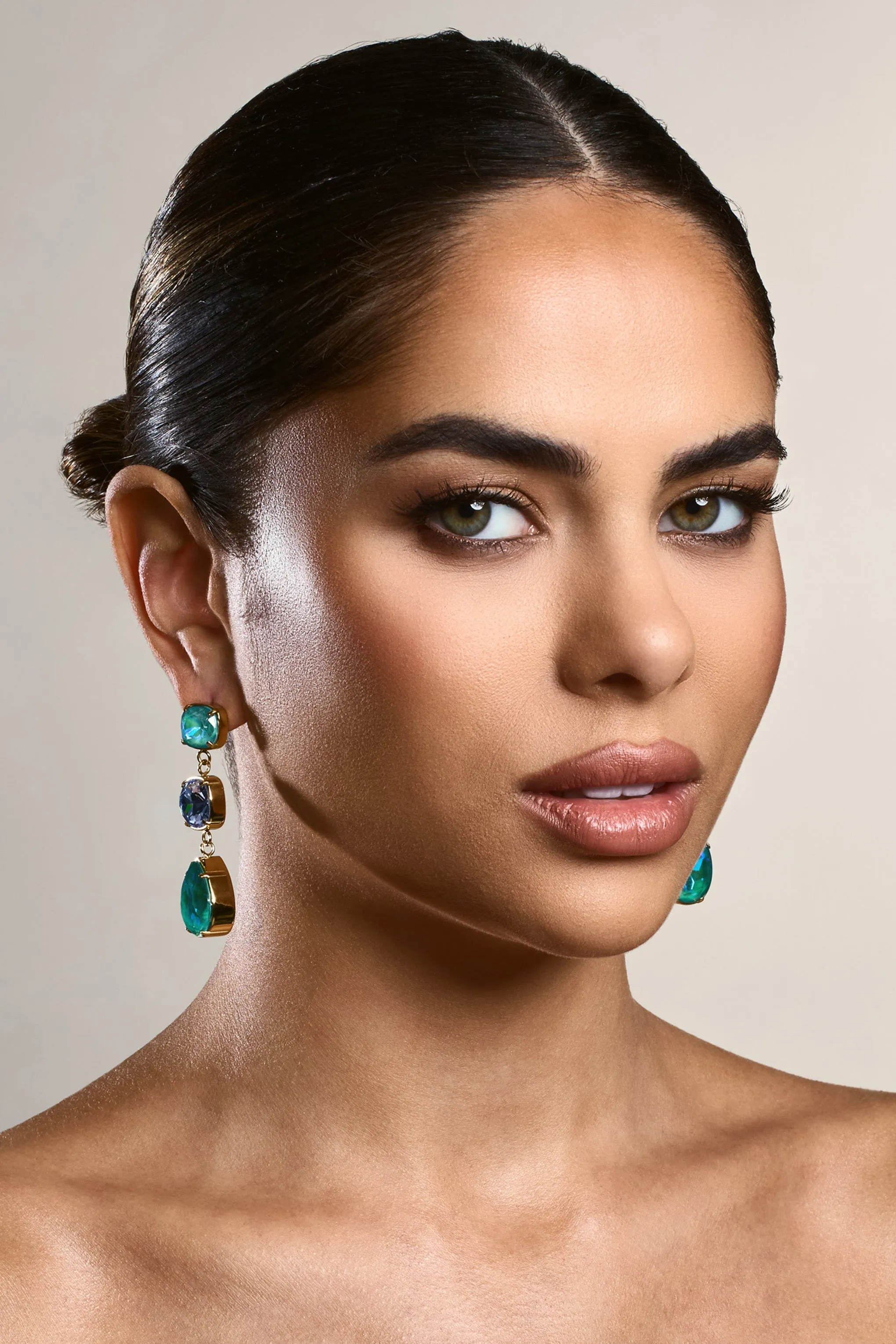 Azura | Blue Diamante Drop Earrings