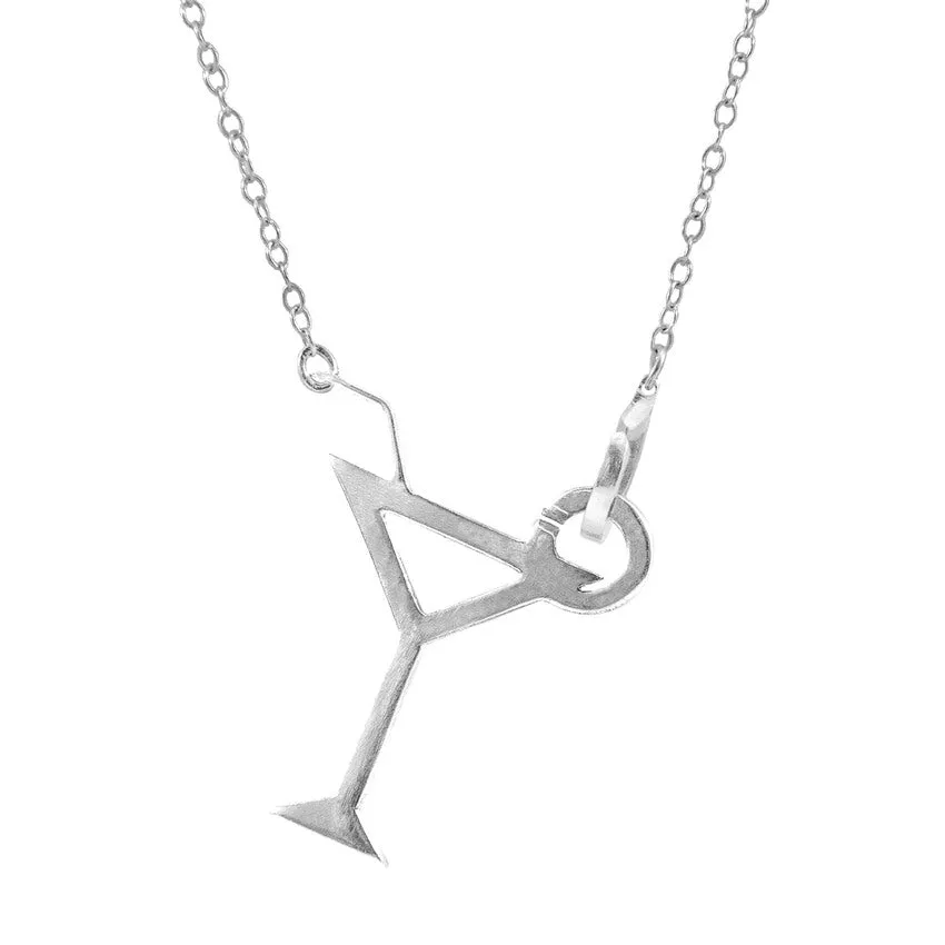 Beach Cocktail Link Paradise Silver Necklace Pendant