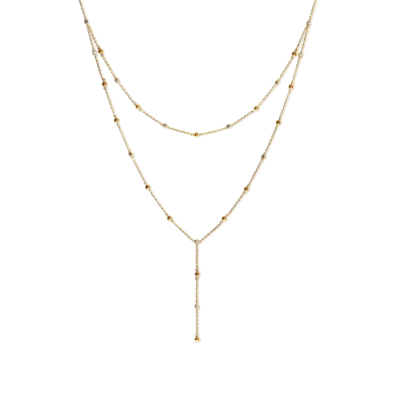 Beaded Satellite Layered Lariat Necklace