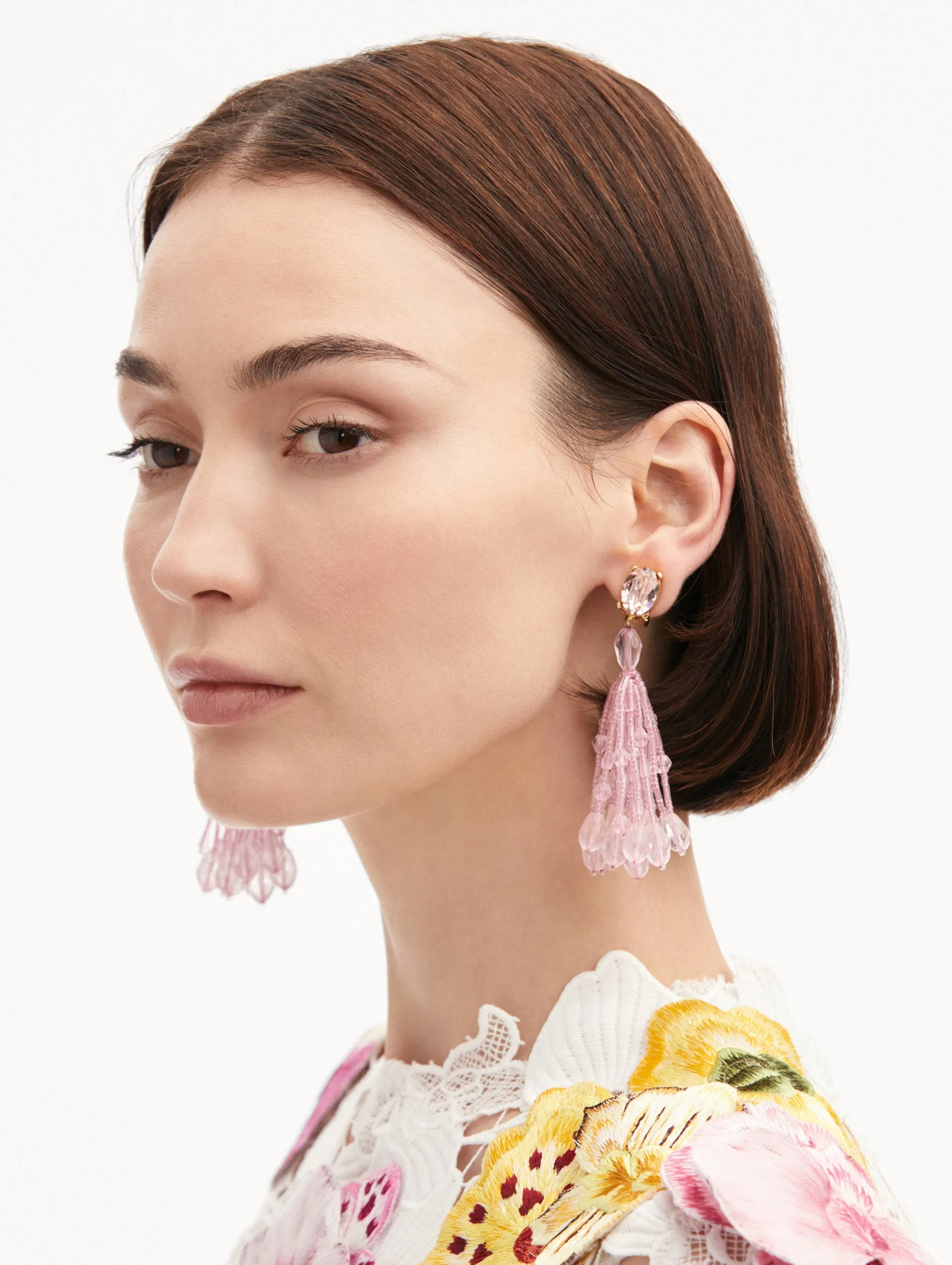 Beaded Tassel Clip-On Earrings