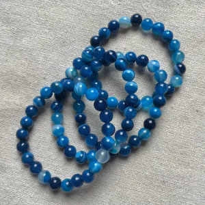 Blue Agate 8mm Beaded Bracelet - Relaxation