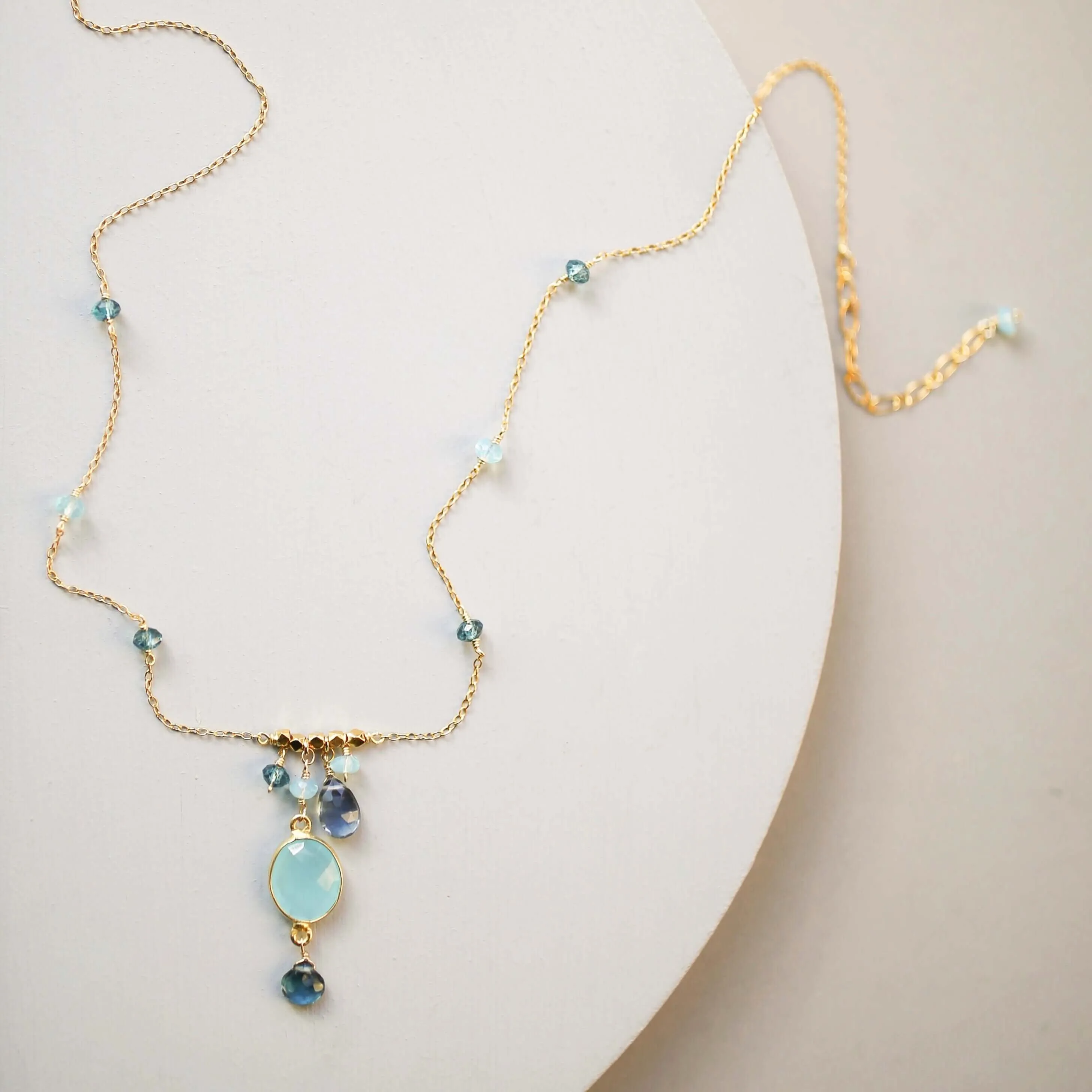 Blue Chalcedony Bezel Necklace