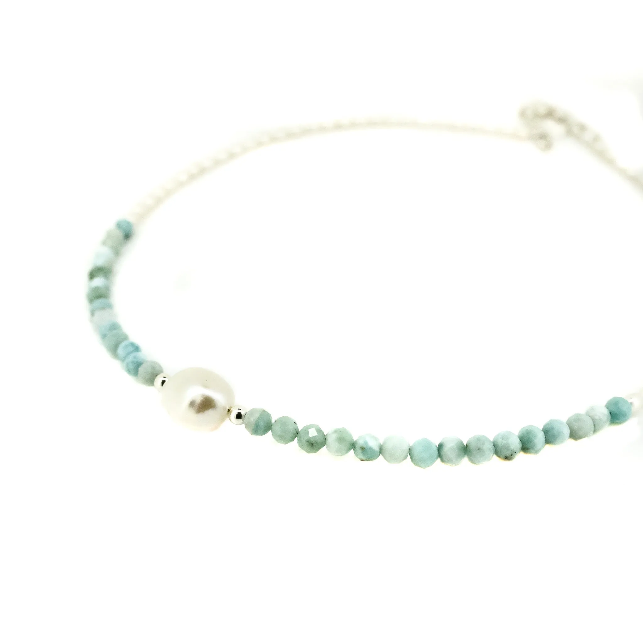 Blue Lagoon Keshi Pearl Larimar Necklace