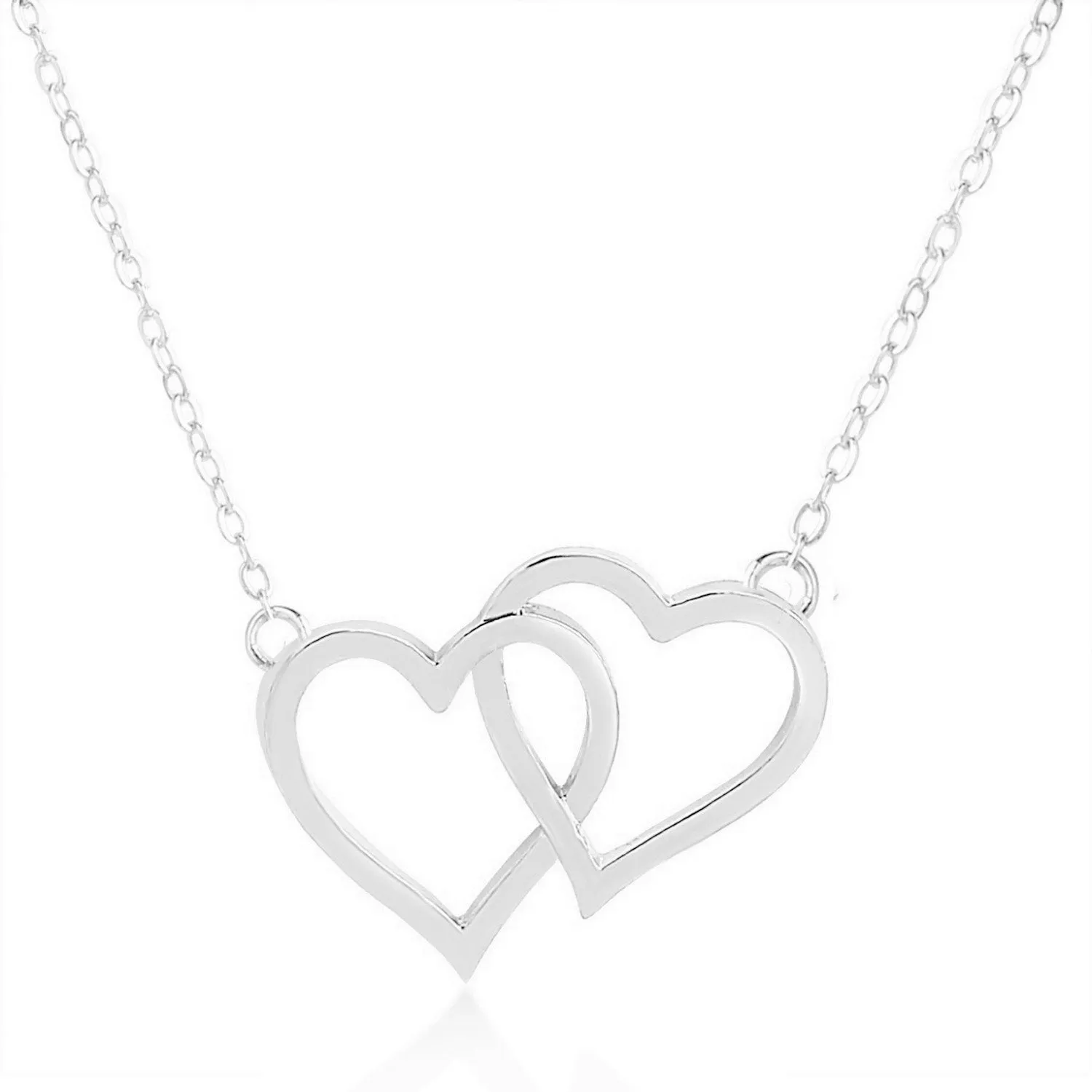 Brass 18k Rose Gold Interlocked Heart Necklace For Women