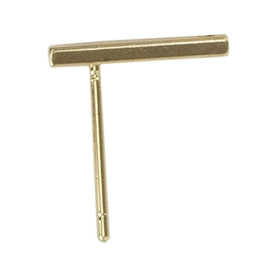 Brass Earring Stud Finding - Rectangle - 18k Gold Plated - Pkg/10