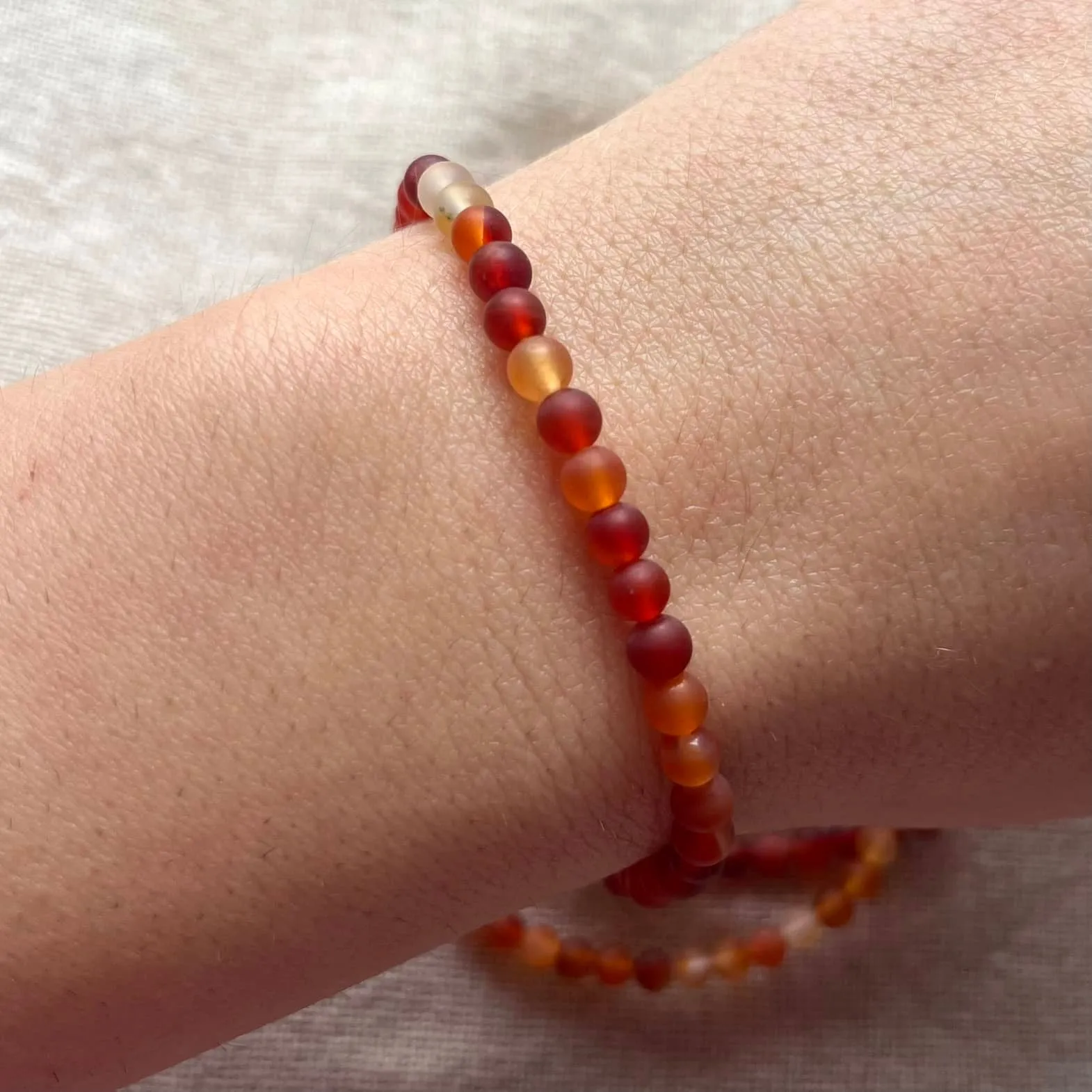 Carnelian 4mm Beaded Bracelet - Vitality